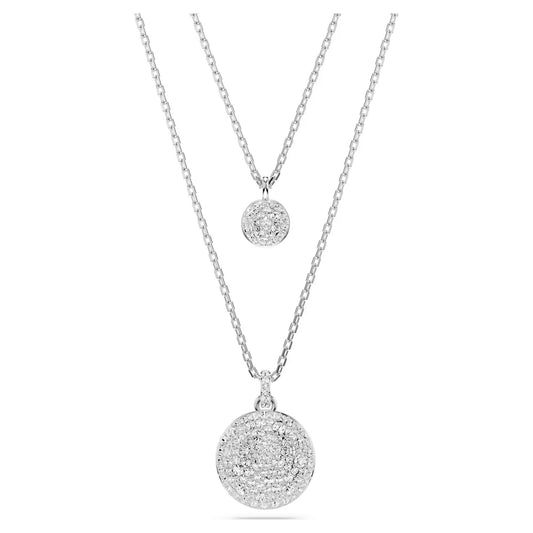 Sublima layered pendant, White, Rhodium plated