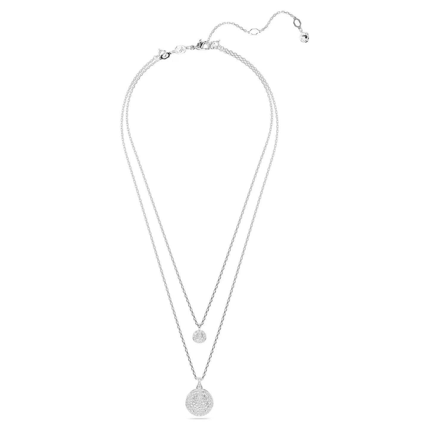 Sublima layered pendant, White, Rhodium plated