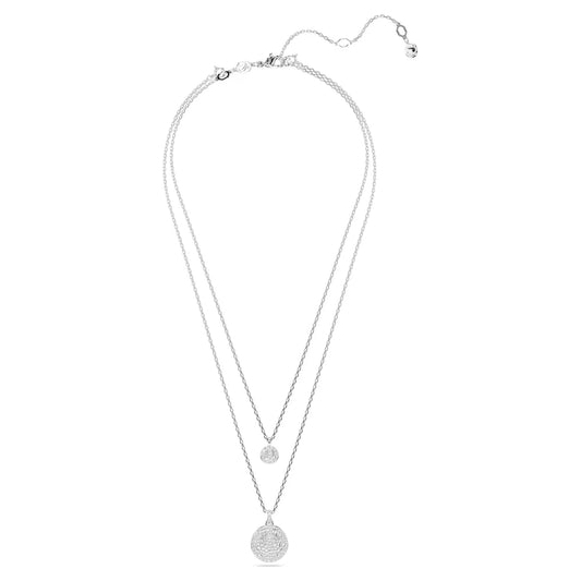Sublima layered pendant, White, Rhodium plated