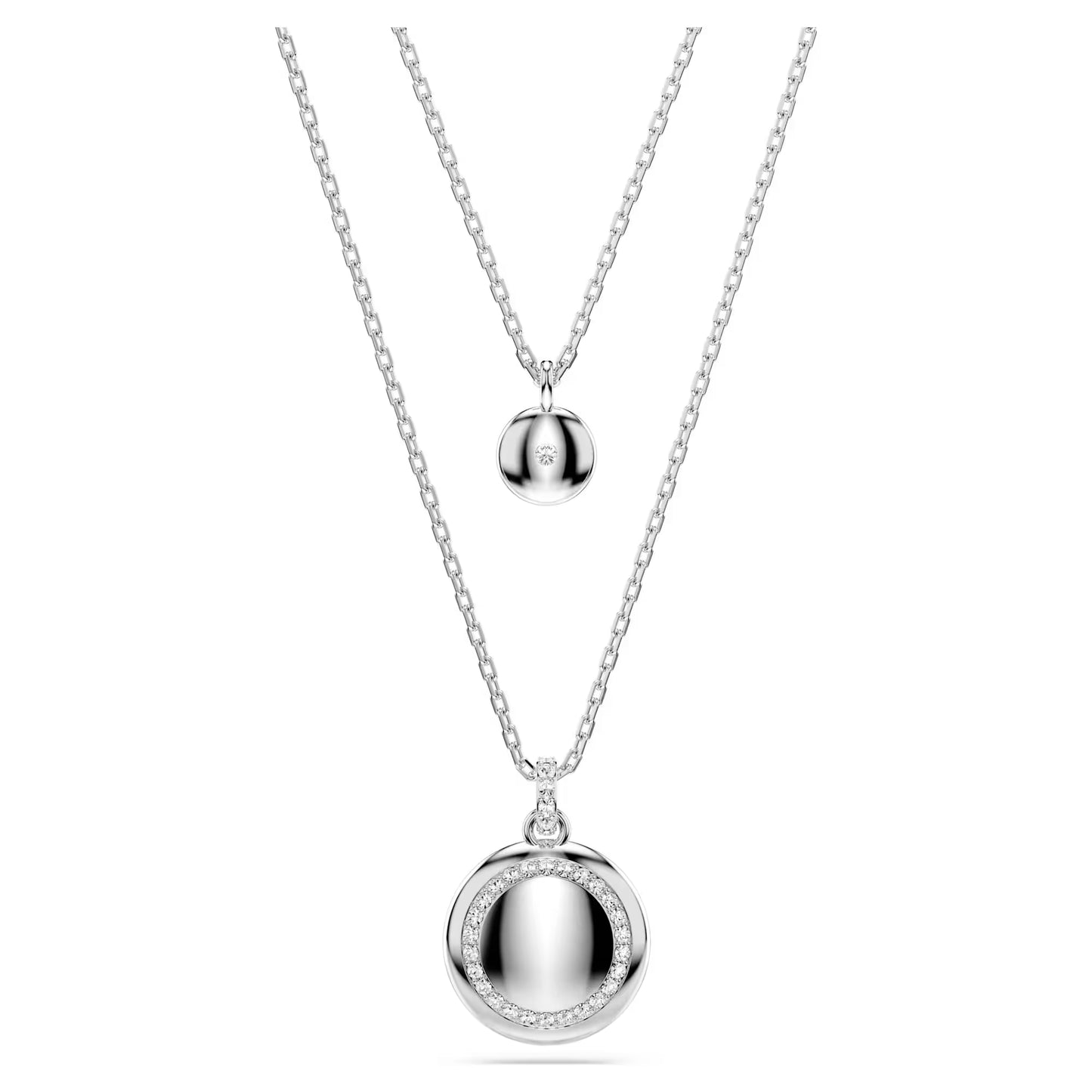 Sublima layered pendant, White, Rhodium plated
