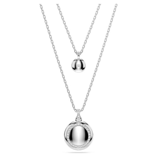 Sublima layered pendant, White, Rhodium plated