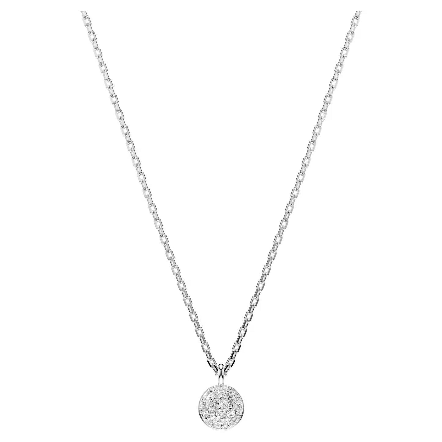 Sublima layered pendant, White, Rhodium plated