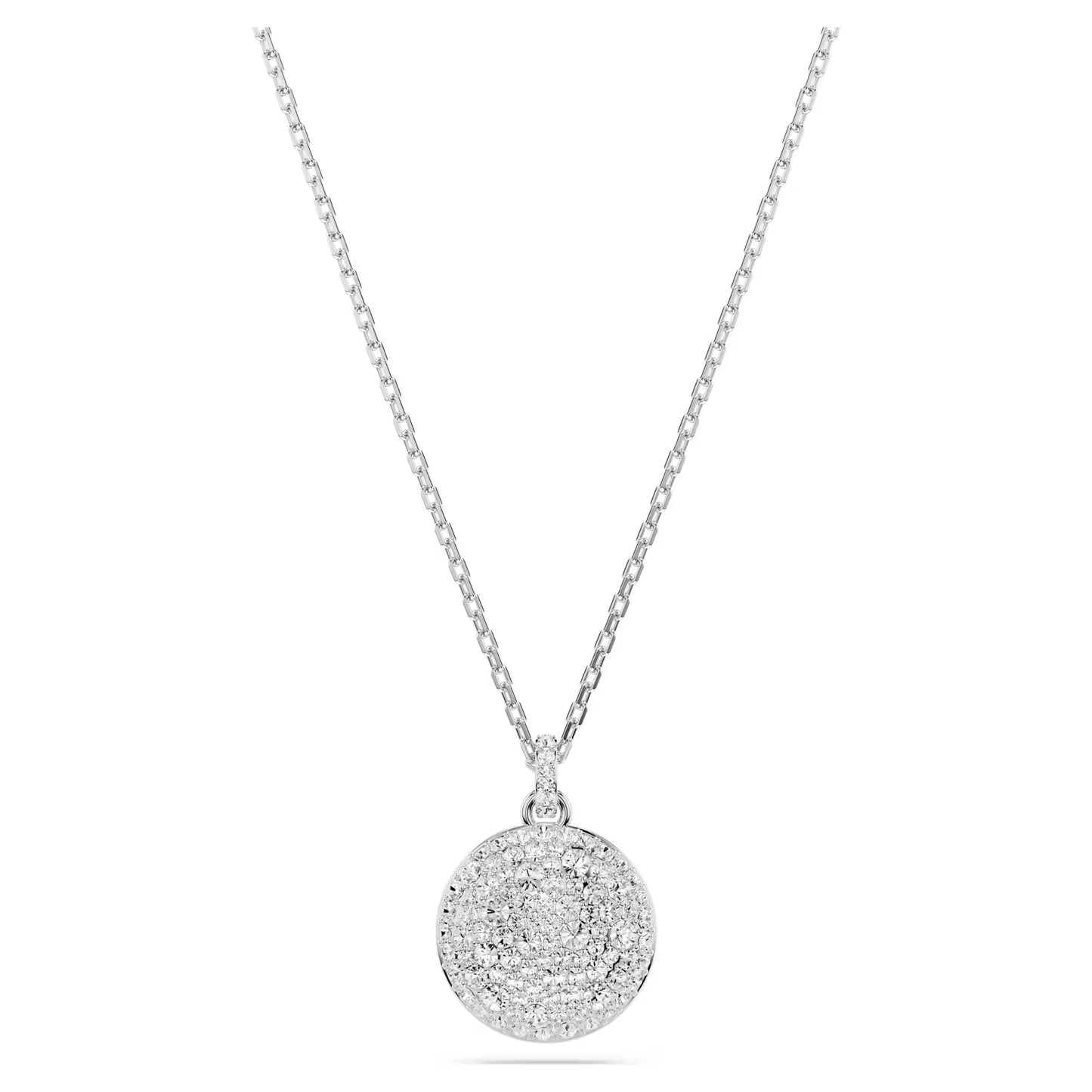 Sublima layered pendant, White, Rhodium plated