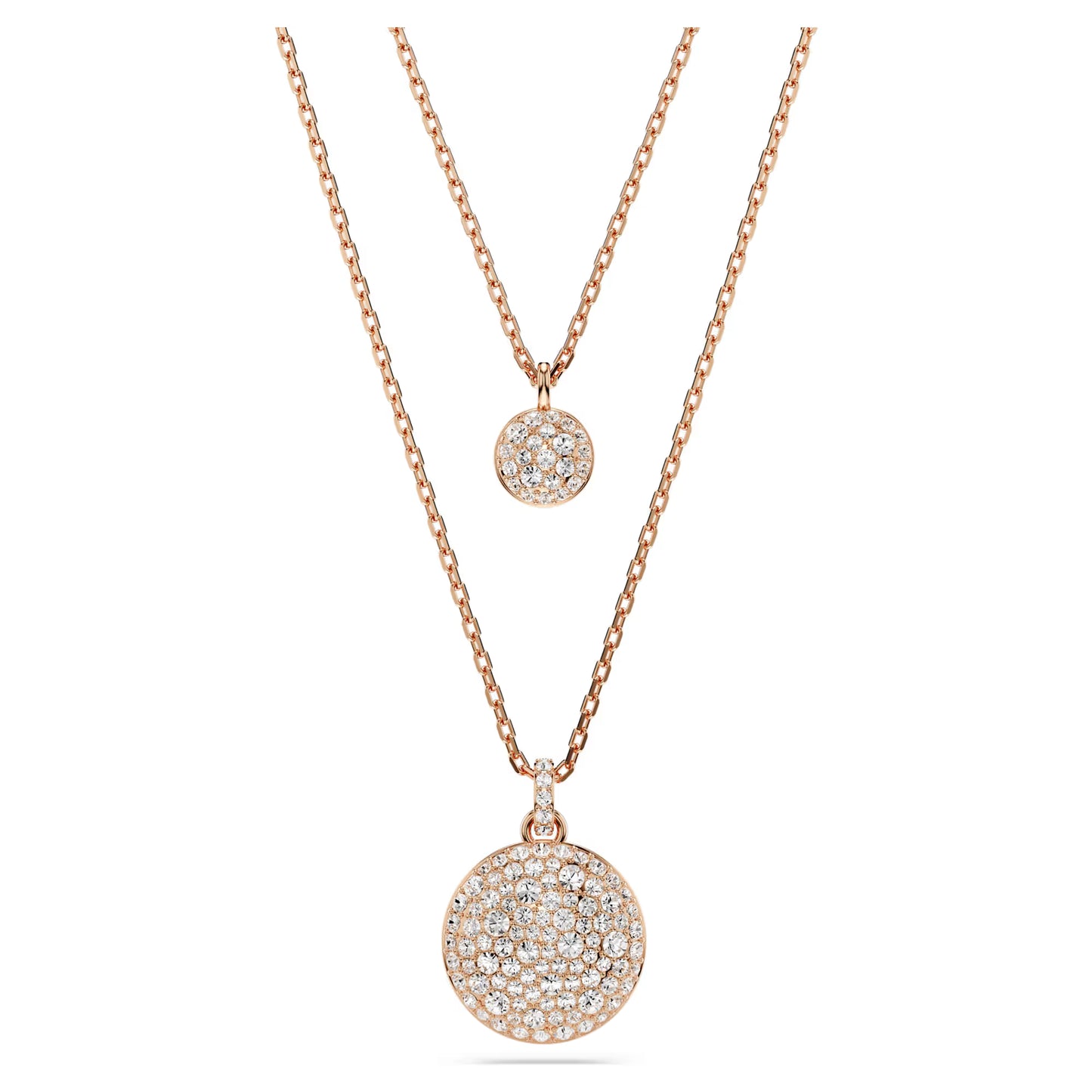 Sublima layered pendant, White, Rose gold-tone