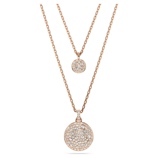Sublima layered pendant, White, Rose gold-tone