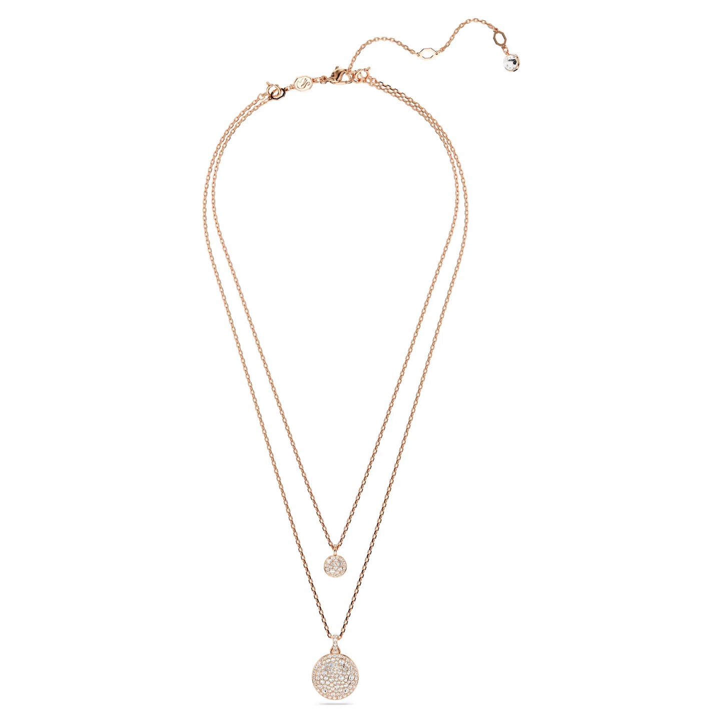 Sublima layered pendant, White, Rose gold-tone