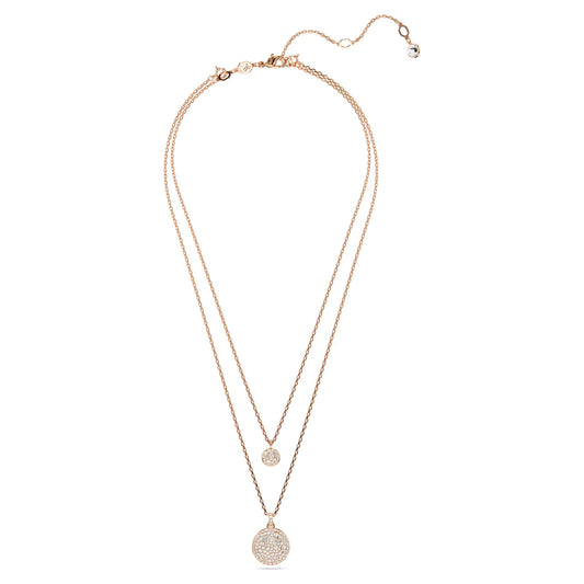 Sublima layered pendant, White, Rose gold-tone