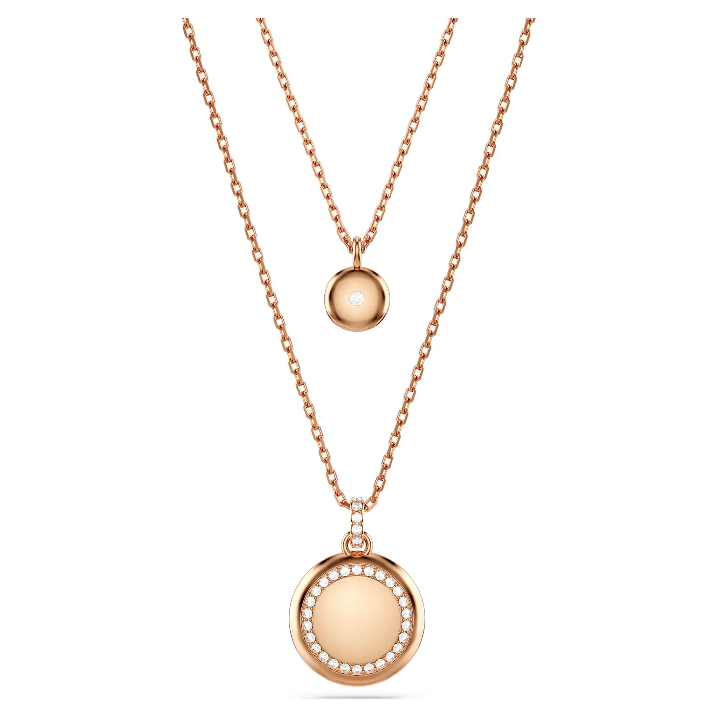 Sublima layered pendant, White, Rose gold-tone