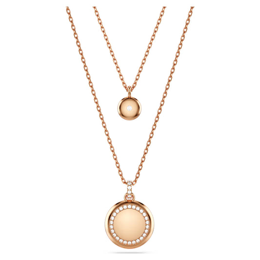 Sublima layered pendant, White, Rose gold-tone