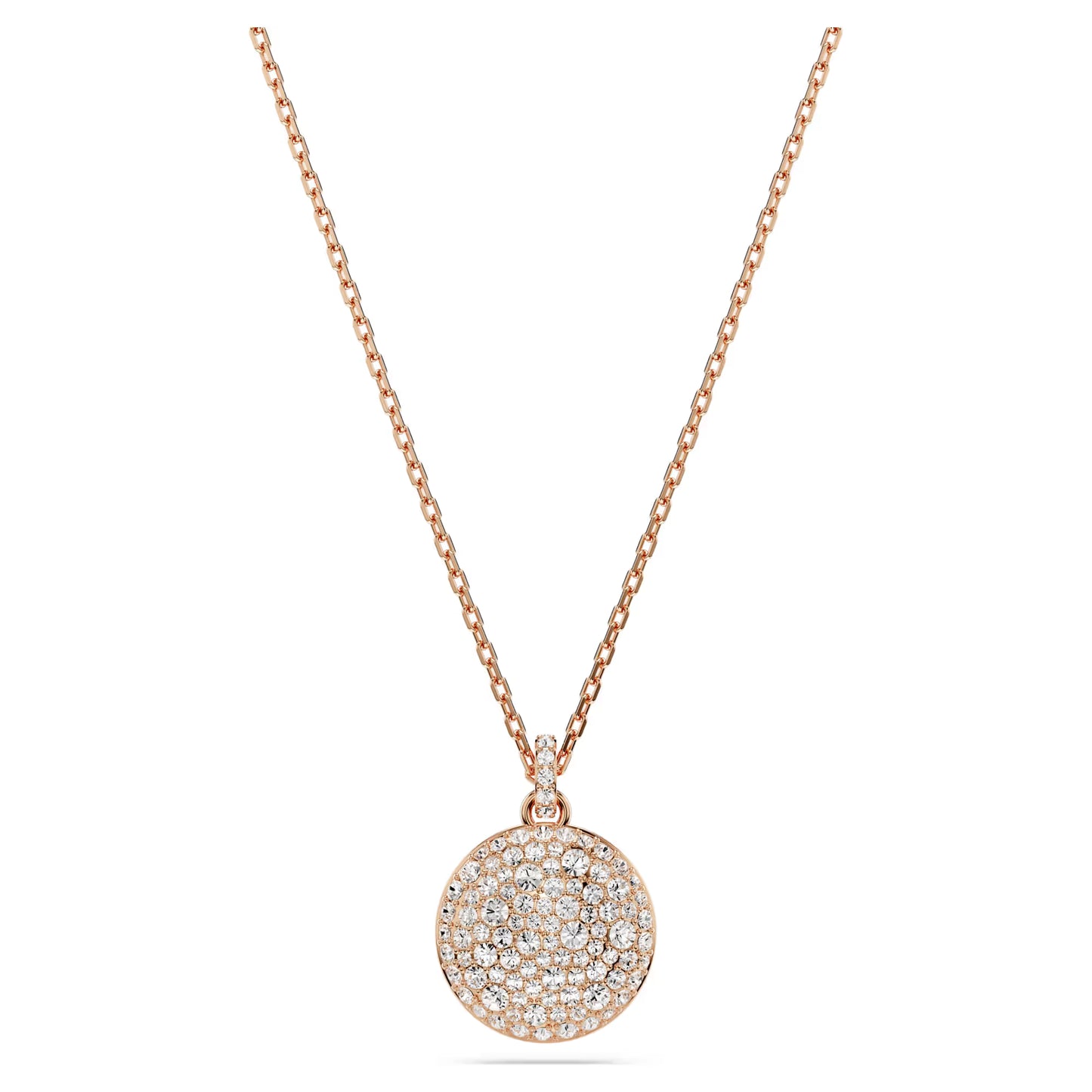 Sublima layered pendant, White, Rose gold-tone