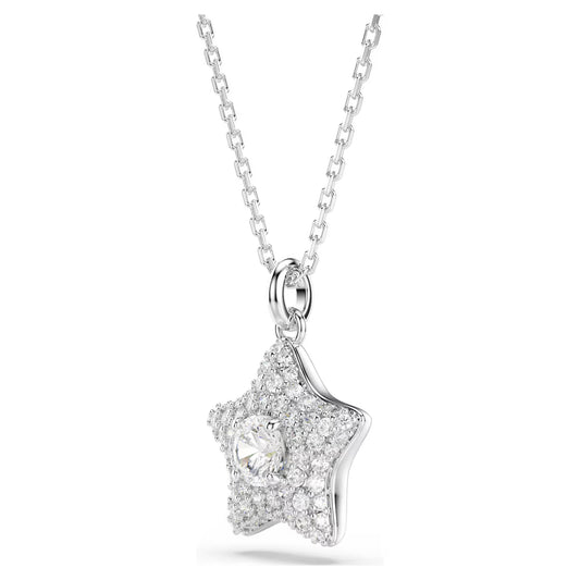Sublima pendant, Round cut, Star, White, Rhodium plated