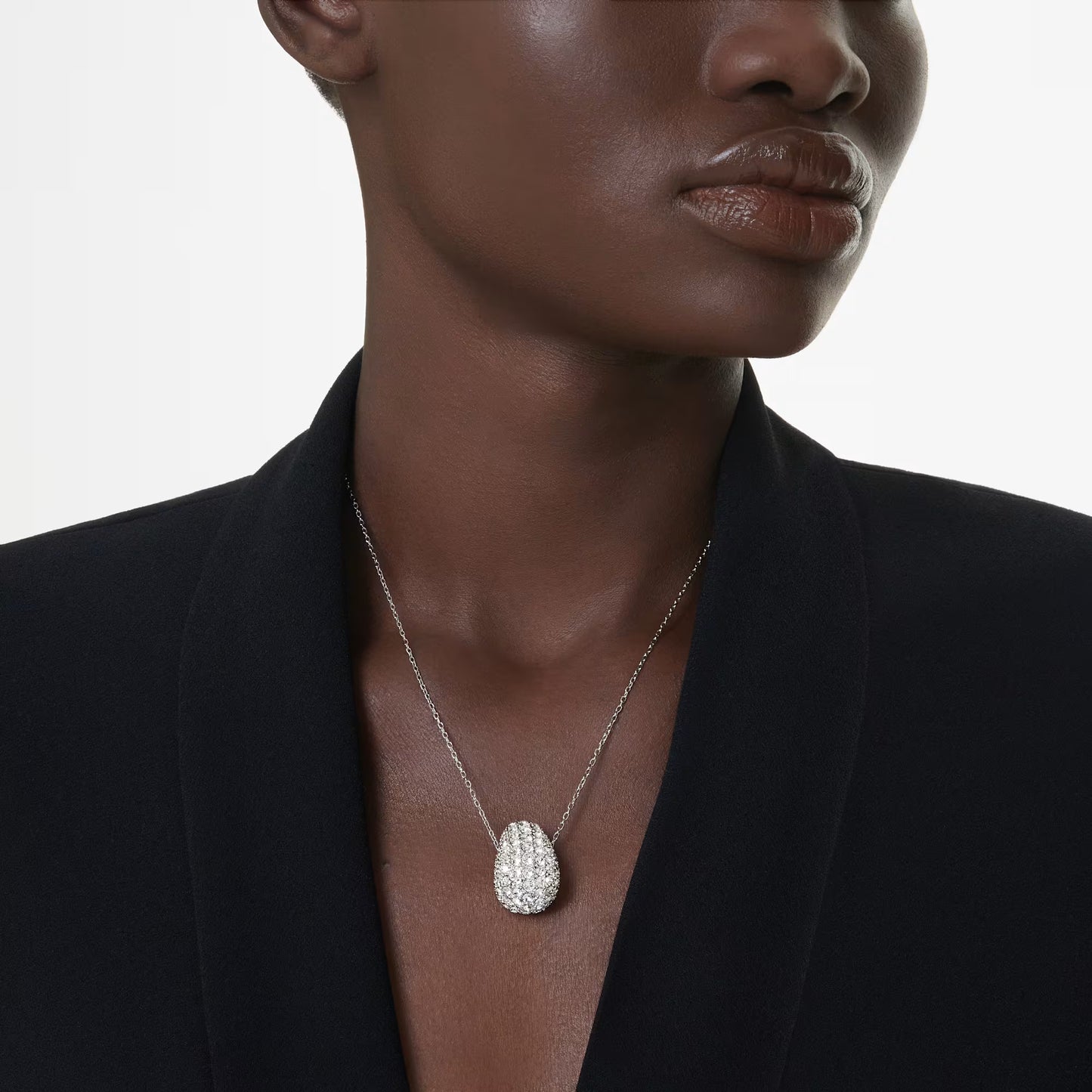 Sublima pendant, Round cut, White, Rhodium plated