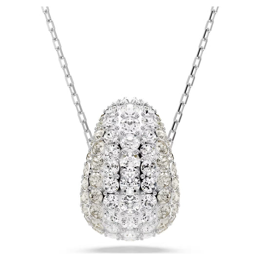 Sublima pendant, Round cut, White, Rhodium plated