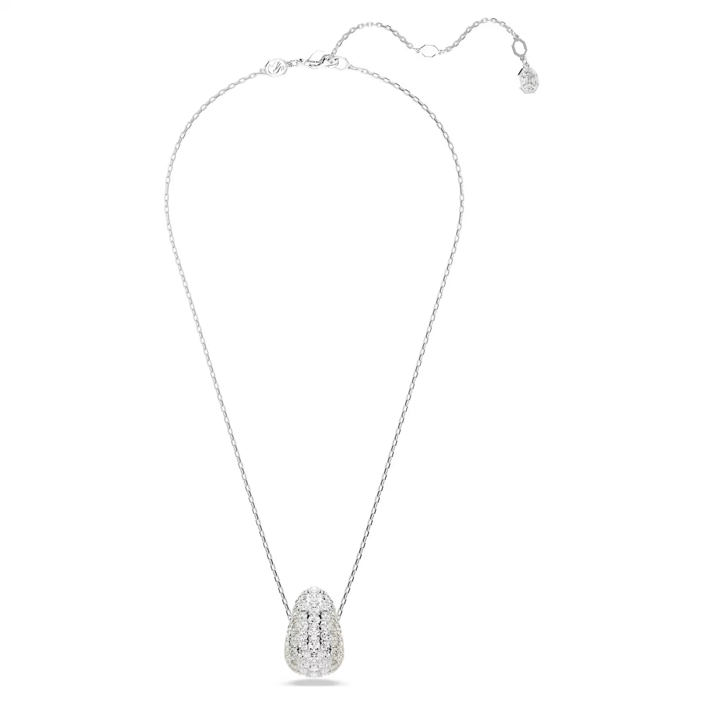 Sublima pendant, Round cut, White, Rhodium plated