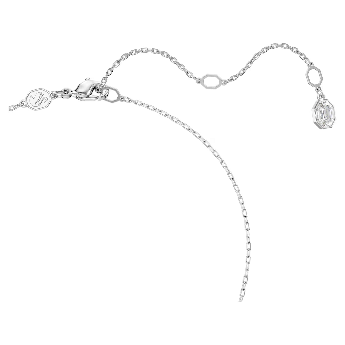 Sublima pendant, Round cut, White, Rhodium plated