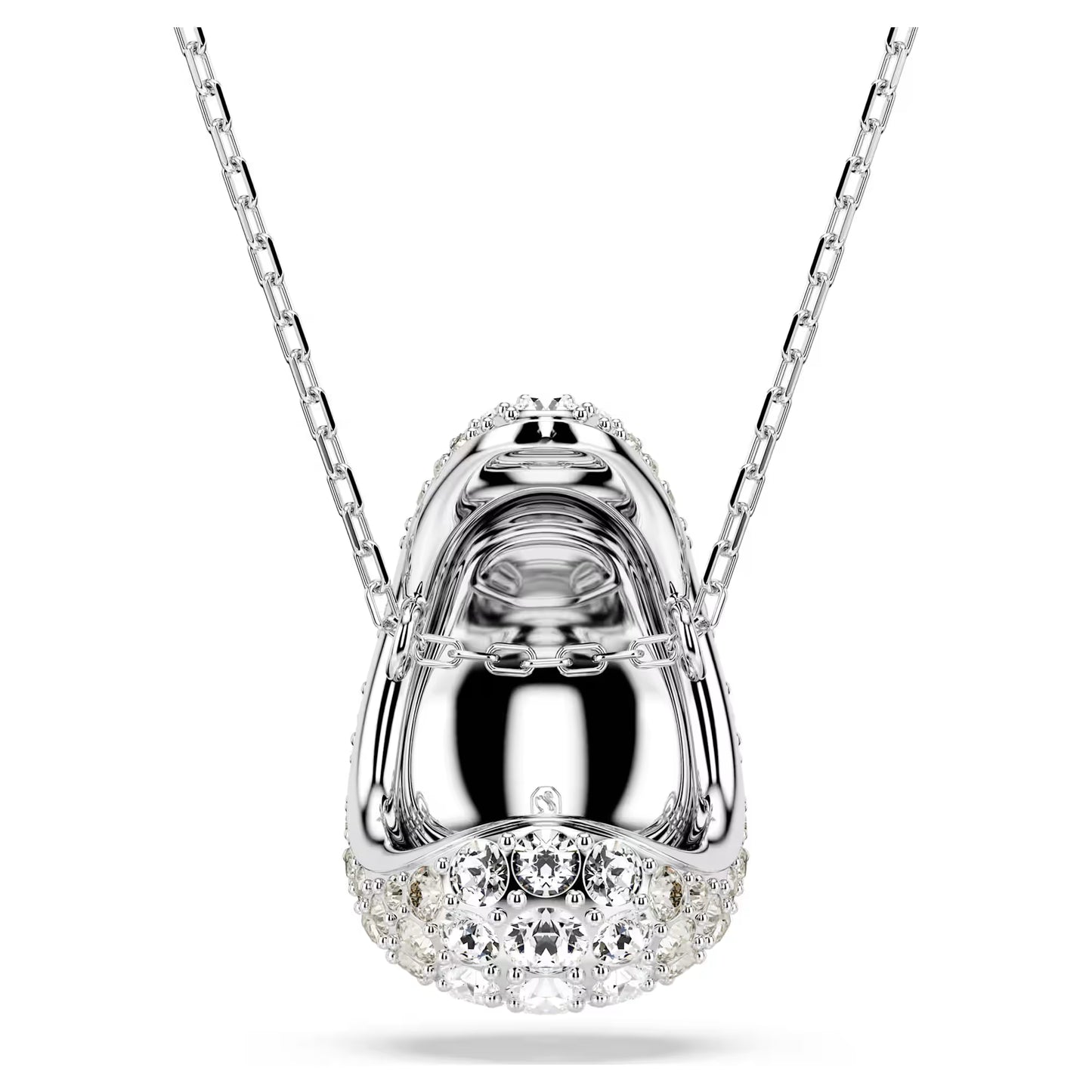 Sublima pendant, Round cut, White, Rhodium plated