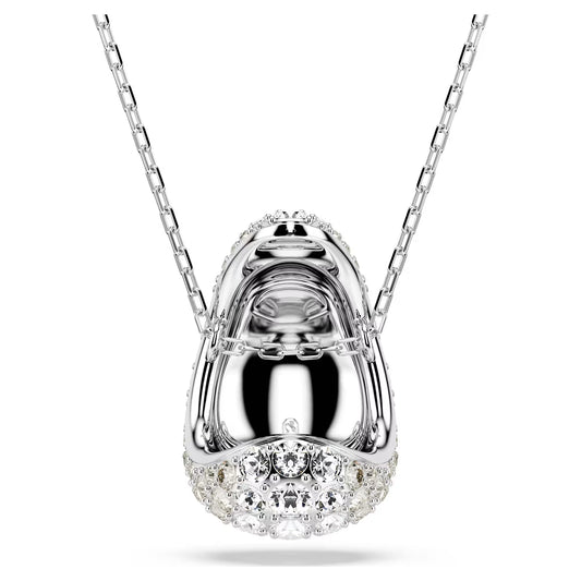 Sublima pendant, Round cut, White, Rhodium plated