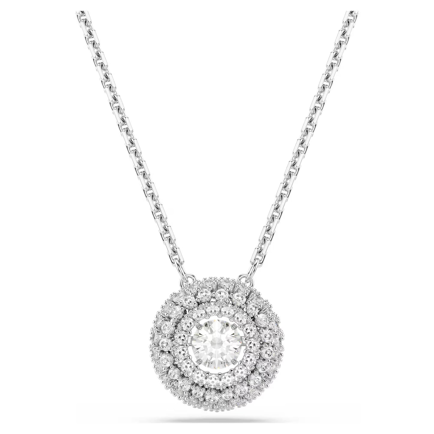 Sublima pendant Round cut, White, Rhodium plated