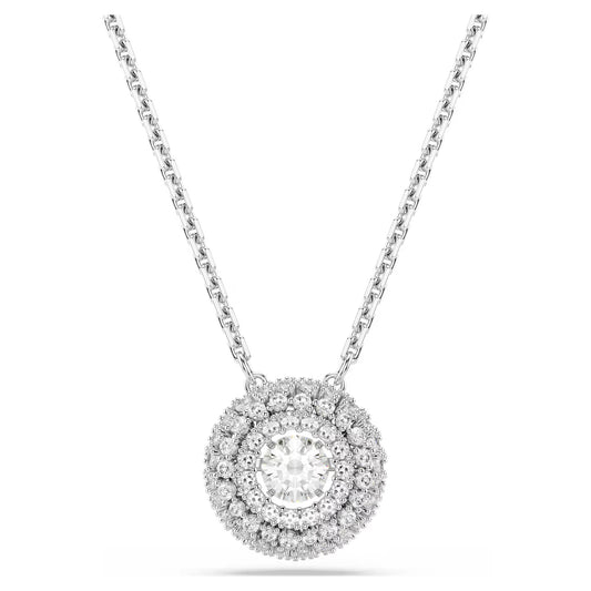 Sublima pendant Round cut, White, Rhodium plated