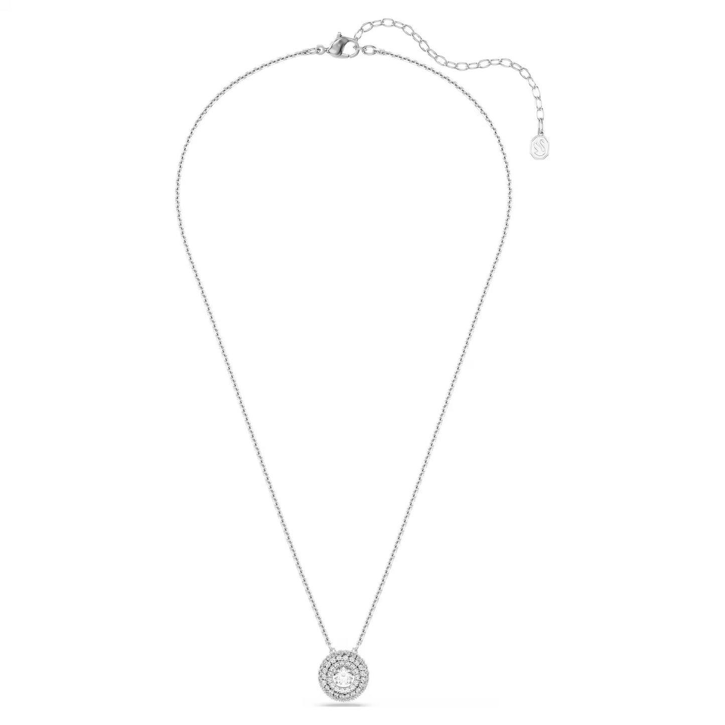 Sublima pendant Round cut, White, Rhodium plated