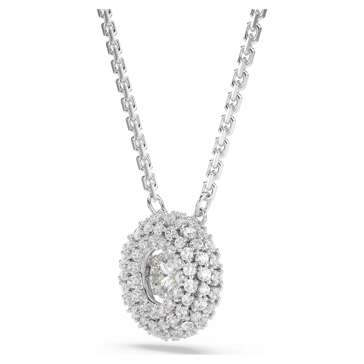 Sublima pendant Round cut, White, Rhodium plated