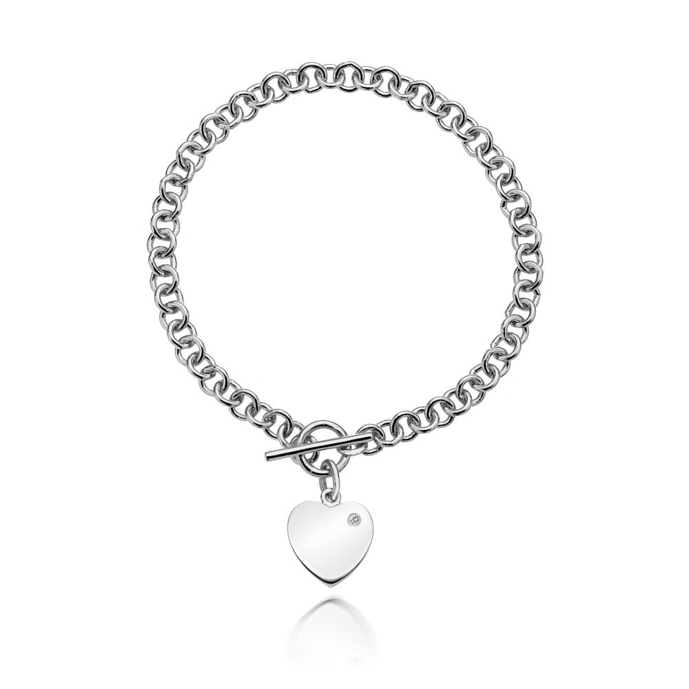 Sure Silver T Bar Heart Bracelet