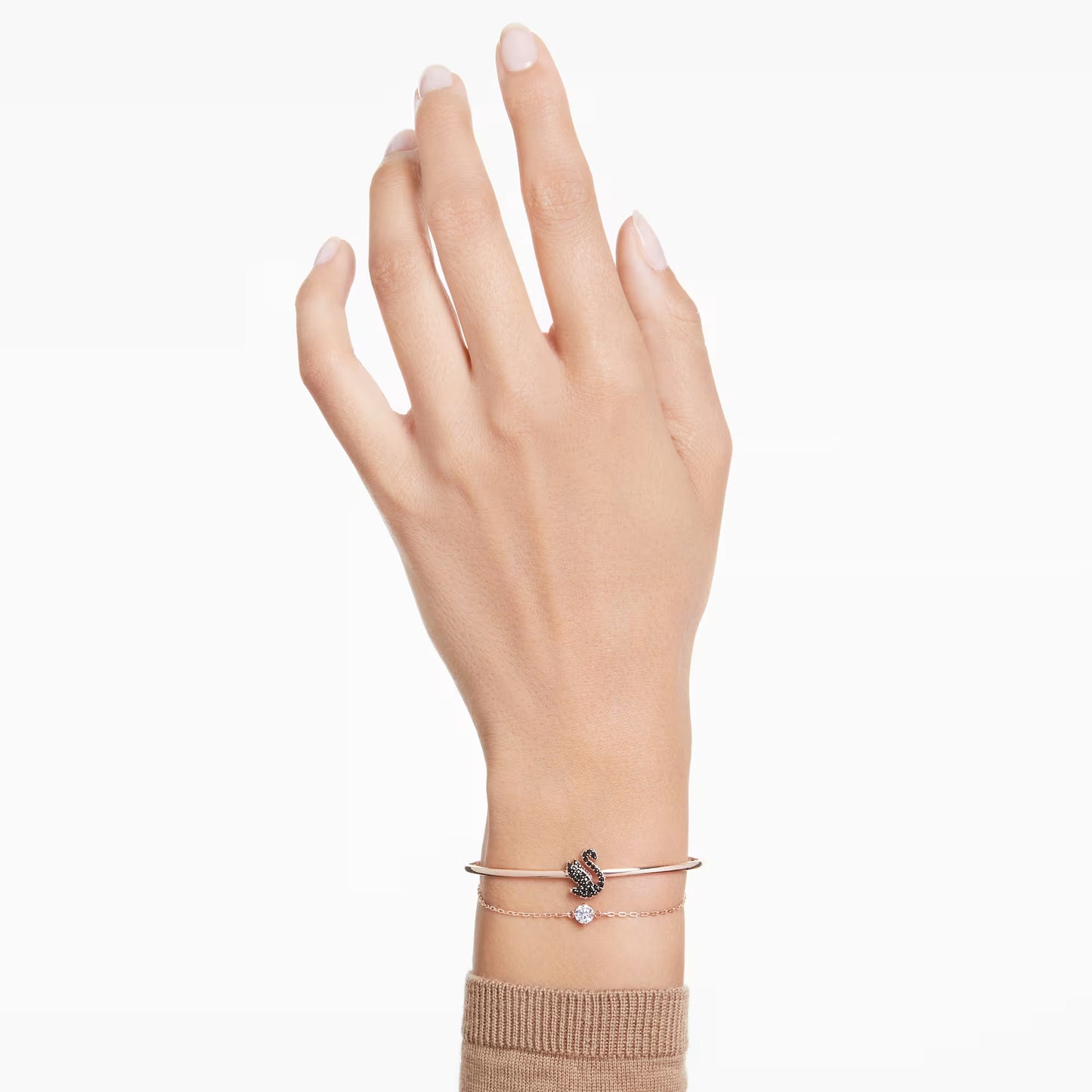 Swarovski Iconic Swan bangle, Swan, Black, Rose
