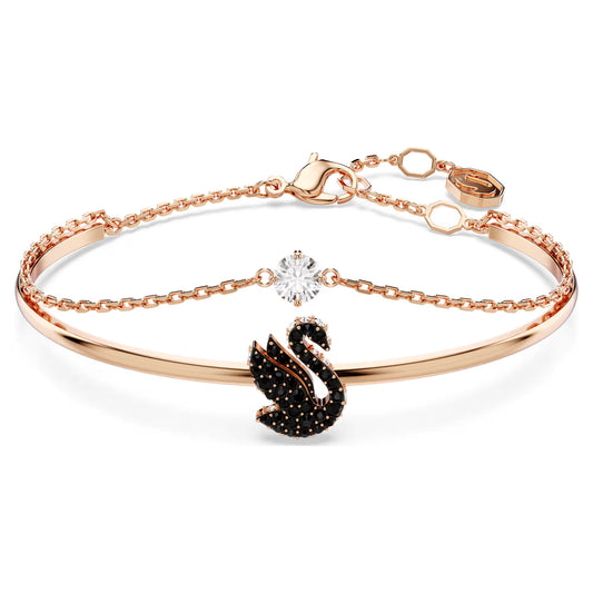 Swarovski Iconic Swan bangle, Swan, Black, Rose