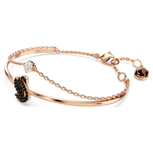 Swarovski Iconic Swan bangle, Swan, Black, Rose