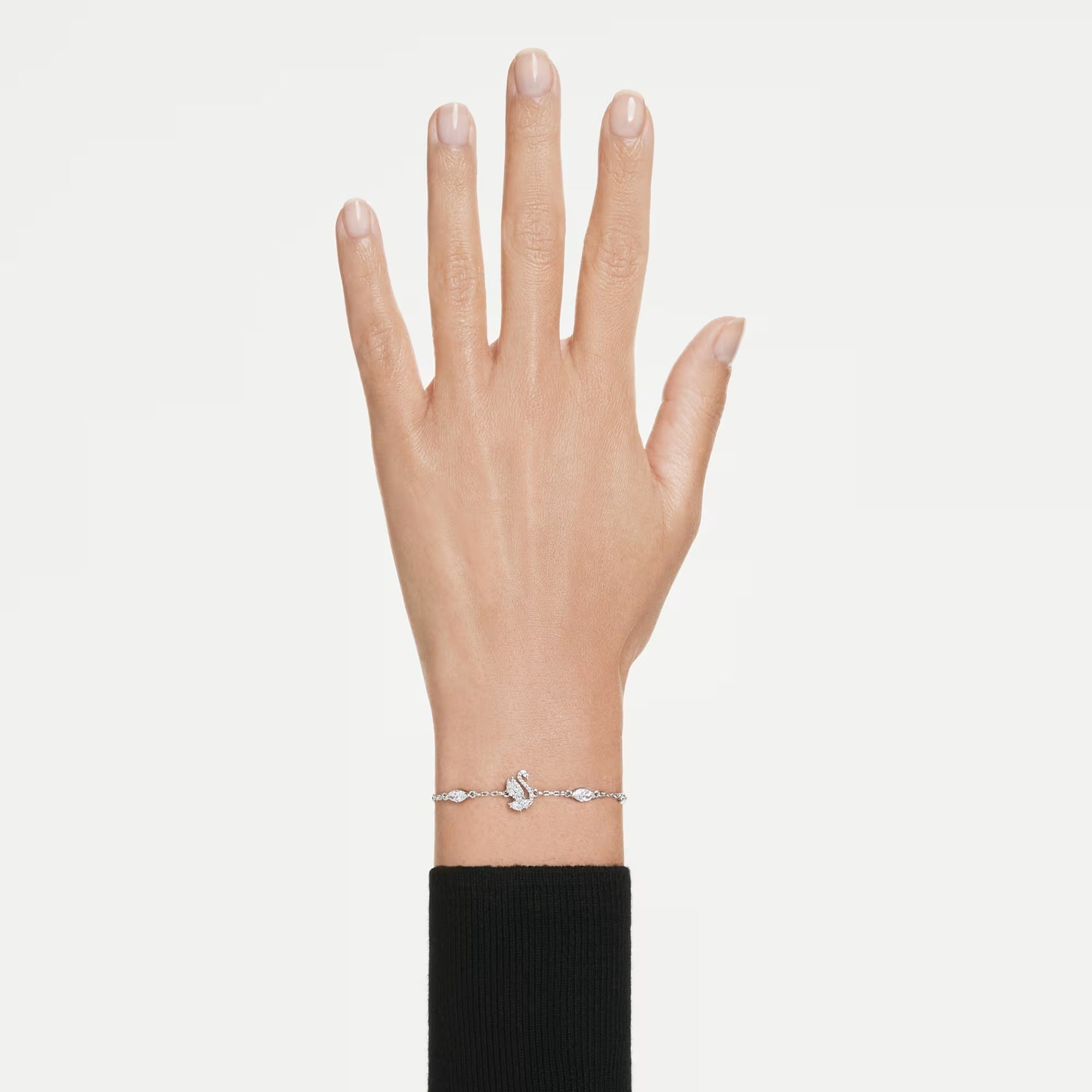 Swan bracelet, Mixed cuts, Swan, White, Rhodium plated