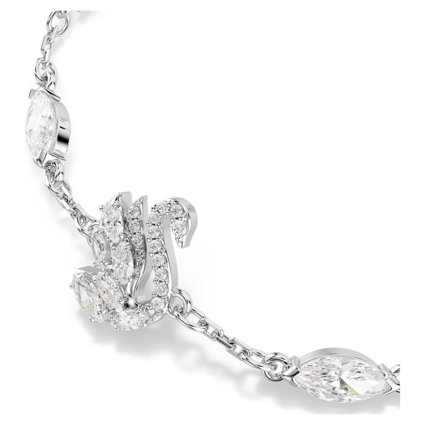 Swan bracelet, Mixed cuts, Swan, White, Rhodium plated