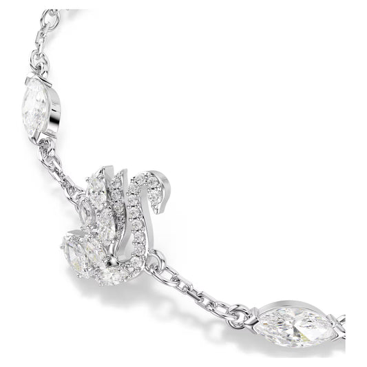 Swan bracelet, Mixed cuts, Swan, White, Rhodium plated