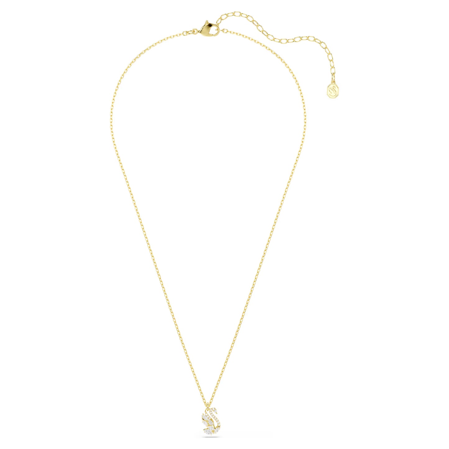 Swan pendant Mixed cuts, Swan, White, 18K gold finish