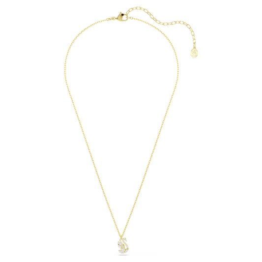 Swan pendant Mixed cuts, Swan, White, 18K gold finish