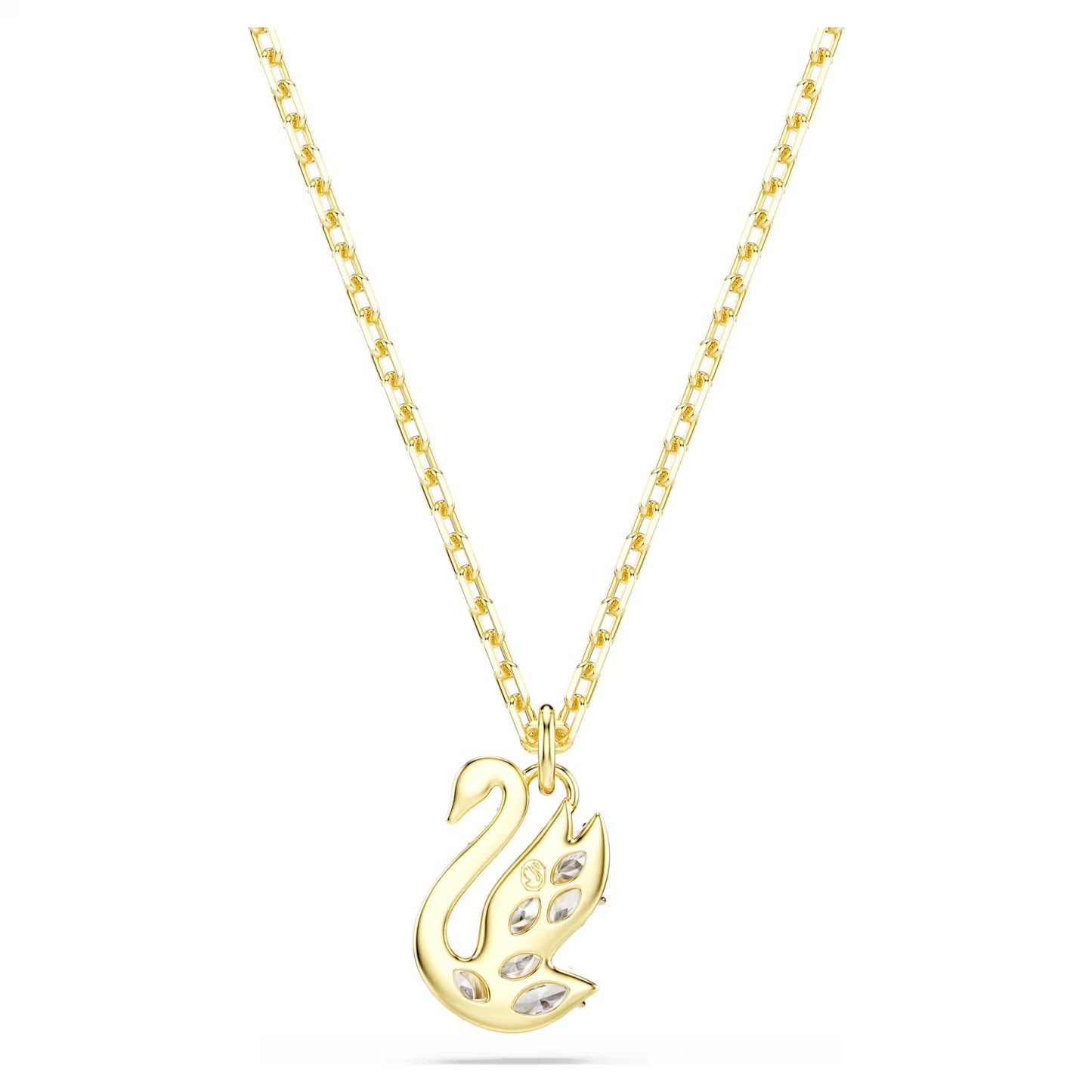Swan pendant Mixed cuts, Swan, White, 18K gold finish