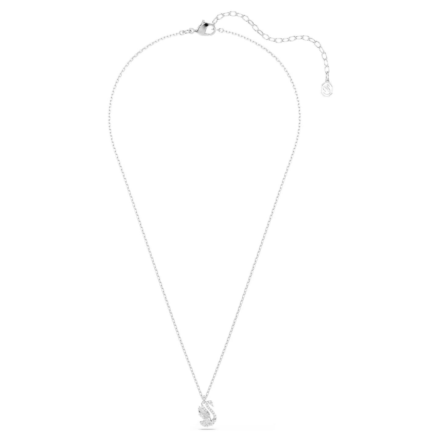 Swan pendant Mixed cuts, Swan, White, Rhodium plated