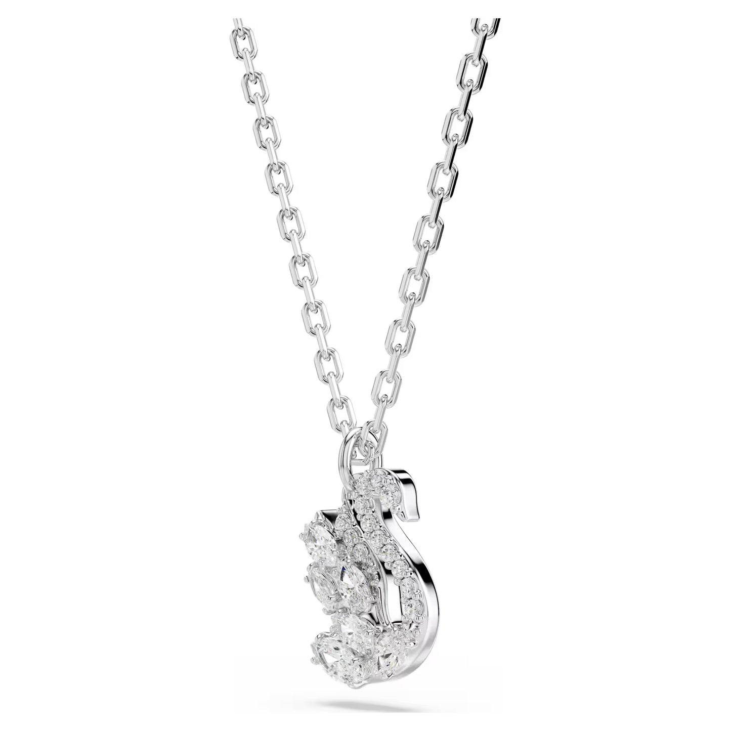 Swan pendant Mixed cuts, Swan, White, Rhodium plated
