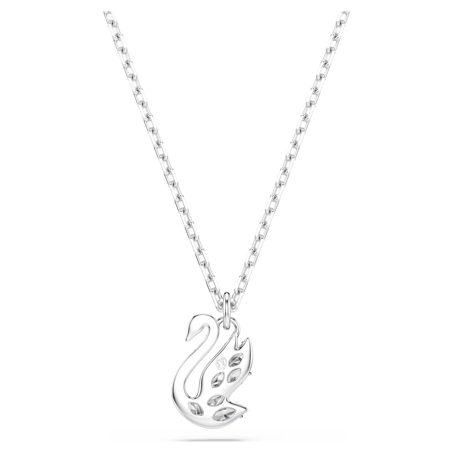 Swan pendant Mixed cuts, Swan, White, Rhodium plated