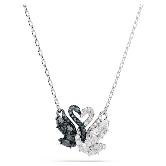 Swan pendant, Swan, Black, Mixed metal finish