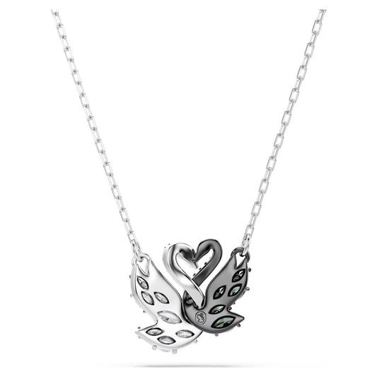 Swan pendant, Swan, Black, Mixed metal finish