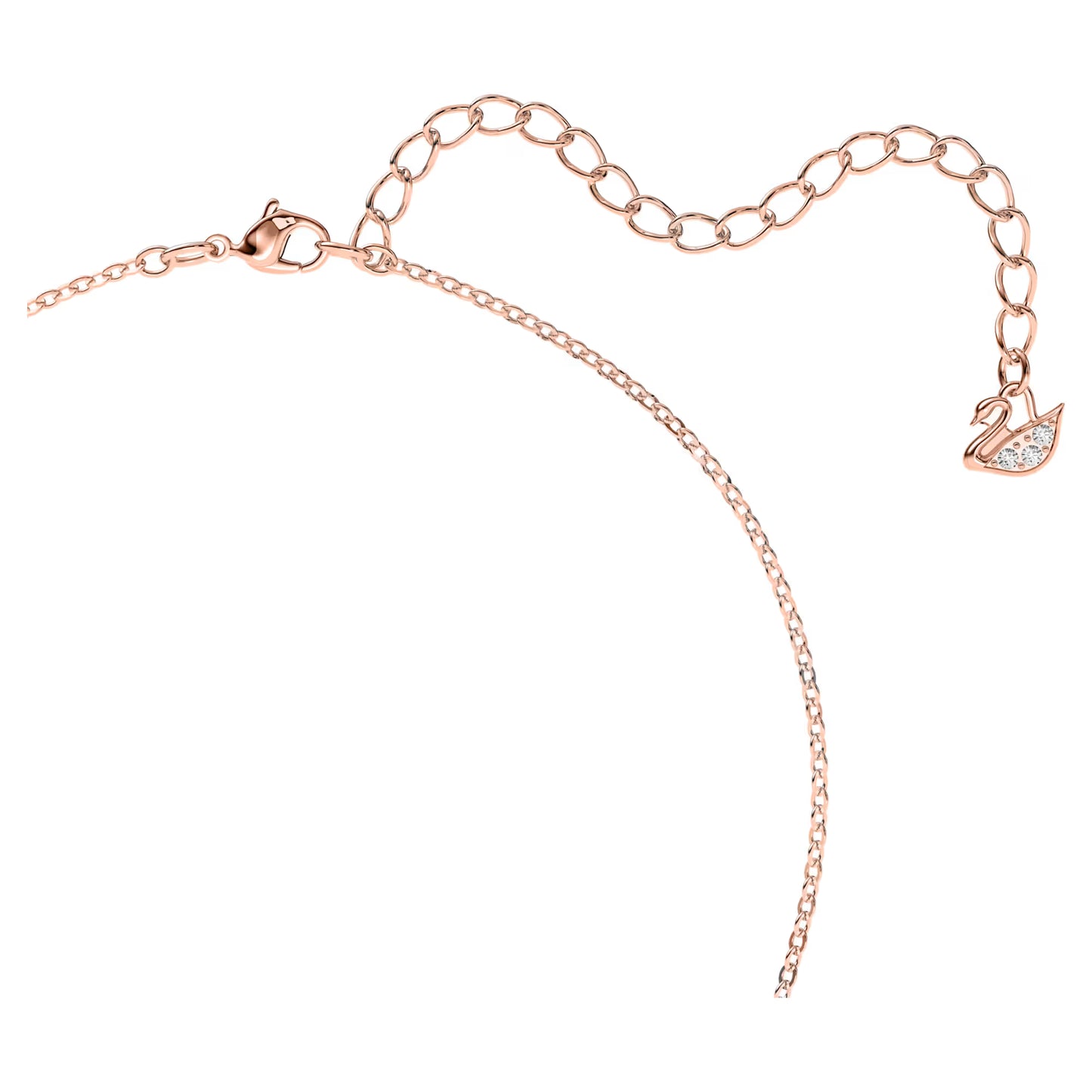 Swan pendant, Swan, Black, Rose gold-tone plated