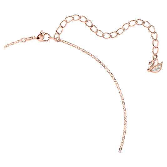 Swan pendant, Swan, Black, Rose gold-tone plated