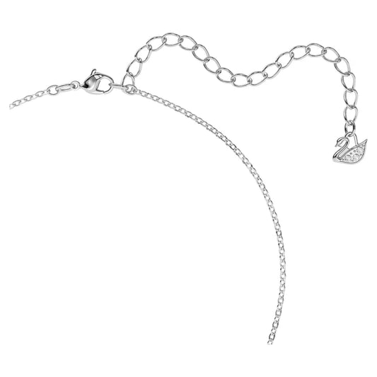 Swan pendant, Swan, Small, Black, Rhodium plated