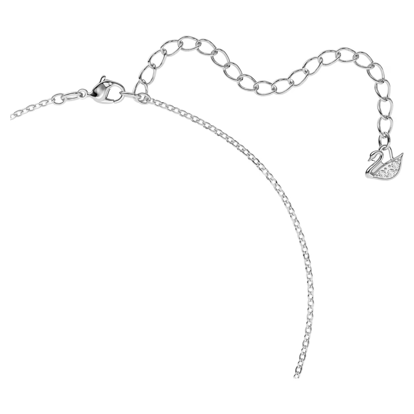 Swan pendant, Swan, Small, Black, Rhodium plated
