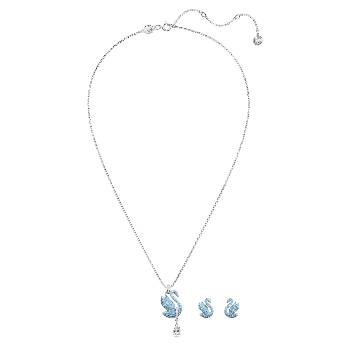 Swarovski Iconic Swan set, Swan, Blue, Rhodium