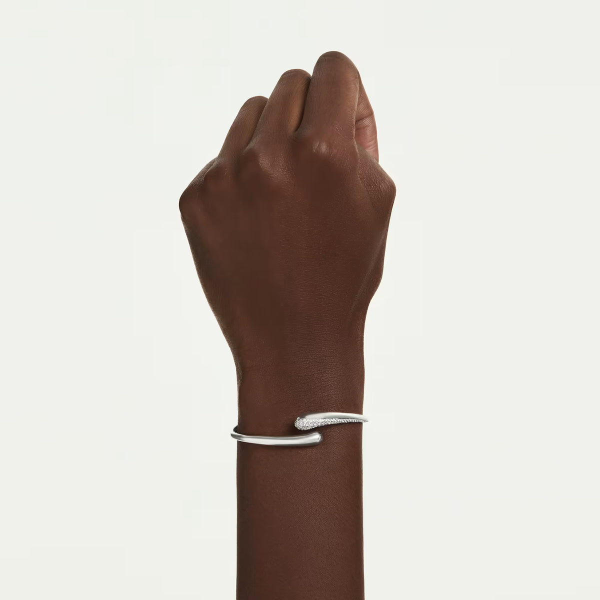 Swarovski Classica bangle, Intertwining, Round cut, White, Sterling silver