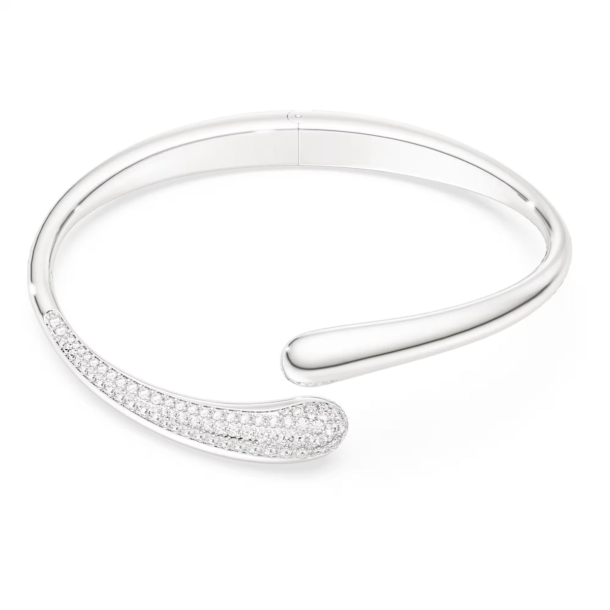 Swarovski Classica bangle, Intertwining, Round cut, White, Sterling silver