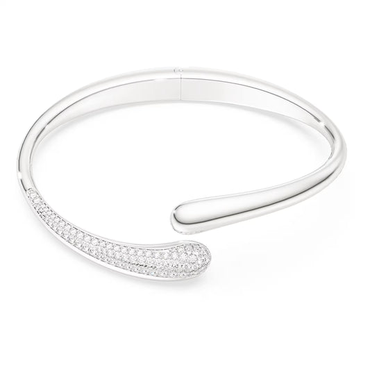 Swarovski Classica bangle, Intertwining, Round cut, White, Sterling silver