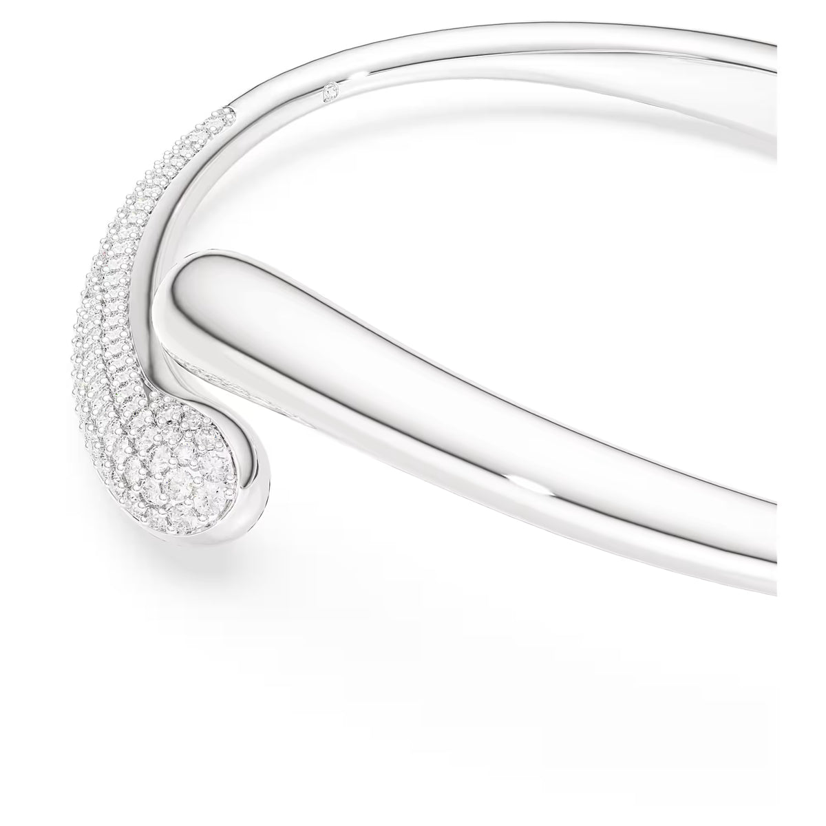 Swarovski Classica bangle, Intertwining, Round cut, White, Sterling silver