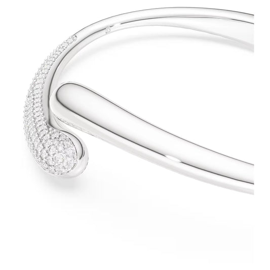Swarovski Classica bangle, Intertwining, Round cut, White, Sterling silver
